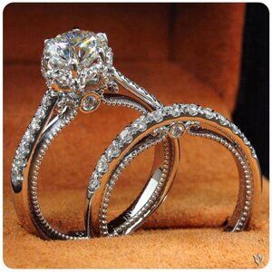 🍁 Engagement Thin Shiny Gems Macro Pave Beautiful Ring for Women,EVGG1540